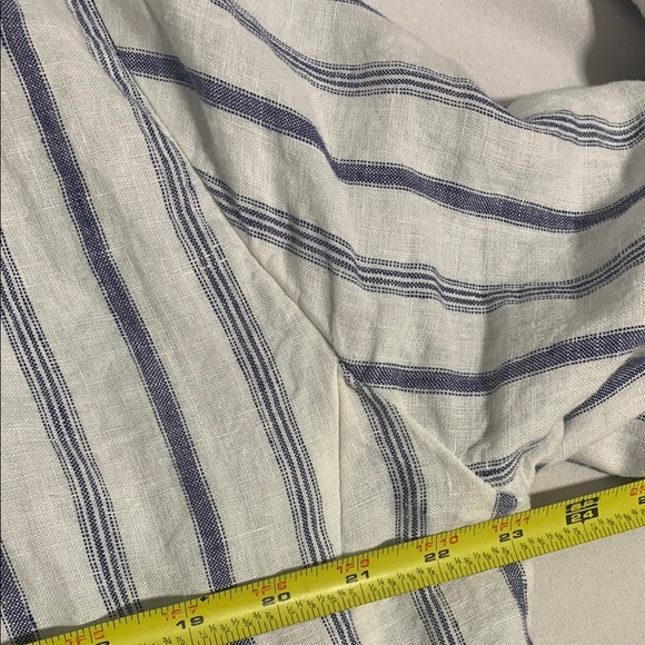 Chico’s Stripe Linen Blend Open Frayed Edge No Collar Blazer Jacket  Size 12 - Picture 6 of 7